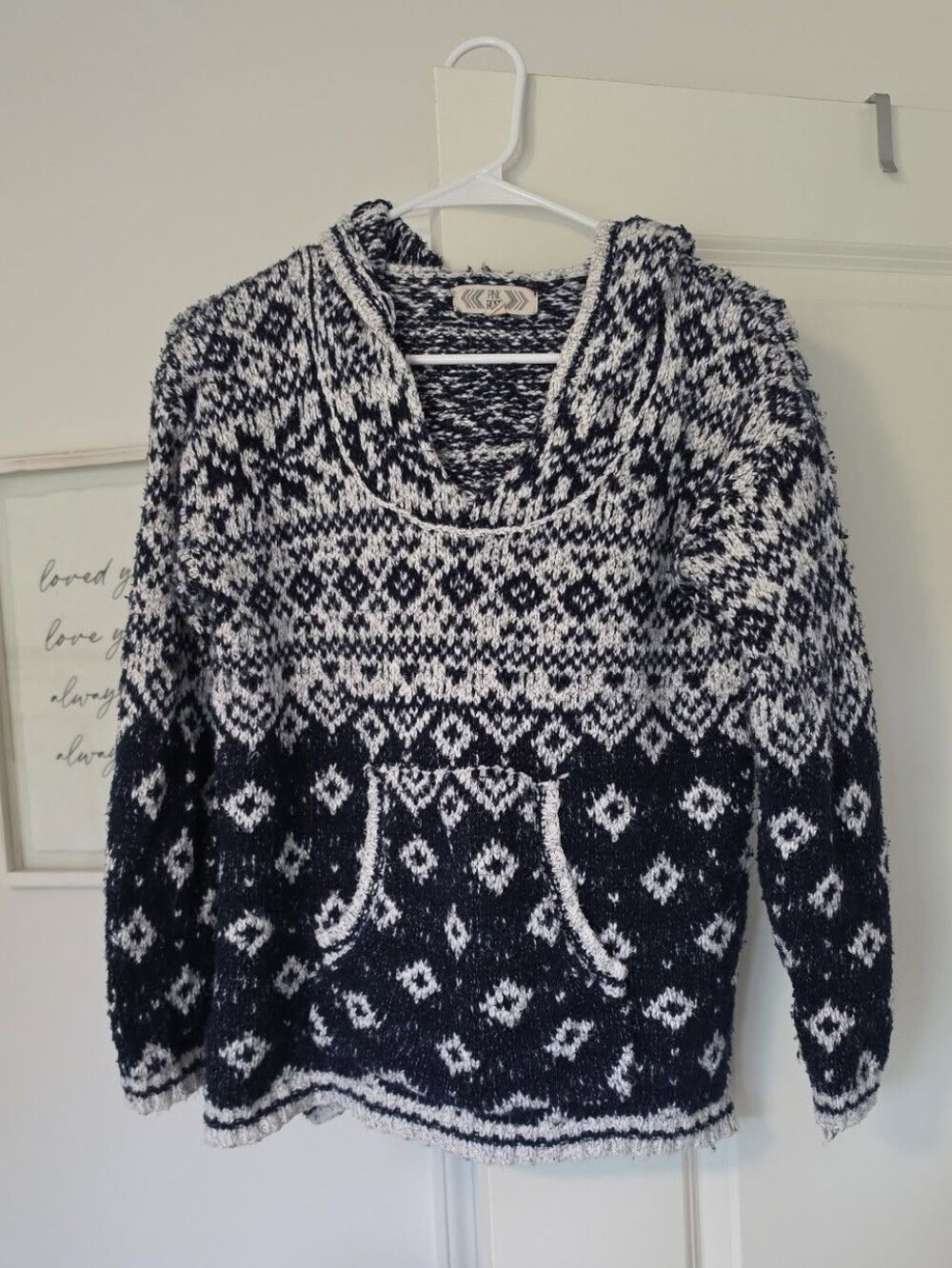 Pink Rose medium sweater hoodie knit fair isle top